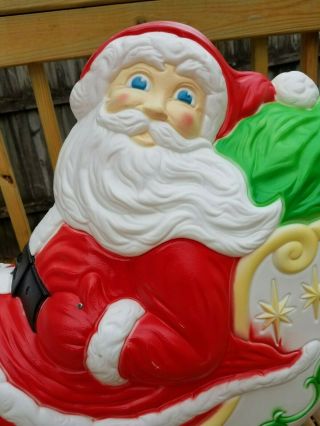 RARE Giant Grand Venture Santa Claus Sleigh Reindeer Christmas Blow Mold Light 4