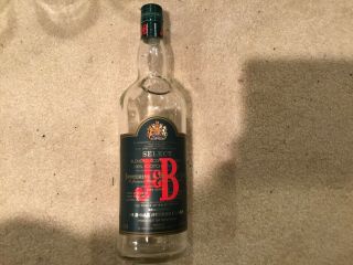 Vintage Rare J & B Select Blended Scotch Whisky Empty Bottle One Liter