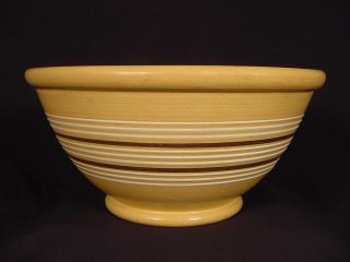 Very Rare Large 1800s Jeffords Pottery 12 Inch 11 Band Bowl Yellow Ware