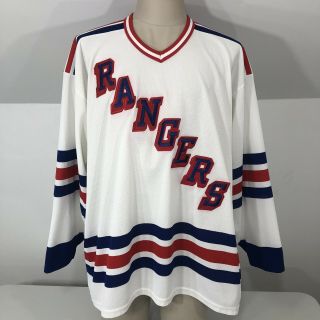 Rare Vintage 90s Ccm York Rangers Nhl Hockey White Mesh Jersey Mens Xl Sewn