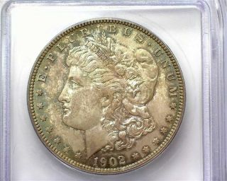 1902 - O Morgan Silver Dollar Icg Ms67 Rainbow Toning Rare Valued At $8,  000