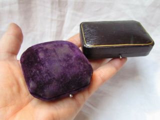 Two Antique Jewellery Display Box Purple Velvet Leather 1900 
