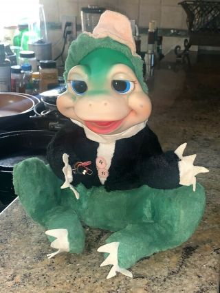 Rare Vintage Rushton Frog Plush Rubber Face wearing Tuxedo 5