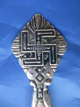 Vintage Sterling Silver Souvenir Spoon Swastika Native American Peace Symbol
