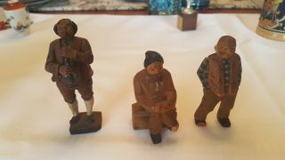 Antique Black Forest German Hand Carved Wooden Figurines