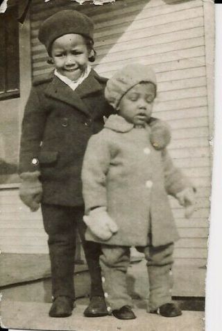 Antique African American Sweet Sibling Little Girls Old Photo Black Americana