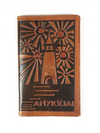 Vintage Mid Century Tooled Leather Wallet Passport Document Holder