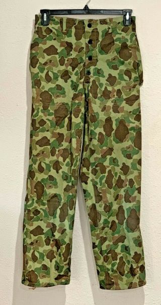 Rare Wwii Usmc Us Marine Corps P44 Frogskin Hbt Camouflage Pants,  30x31