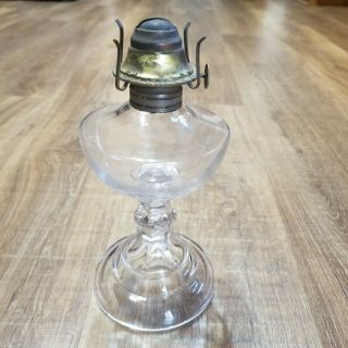 Antique Vintage Clear Glass Kerosene Oil Lamp P&a Acorn Burner 8.  5 " No Chimney