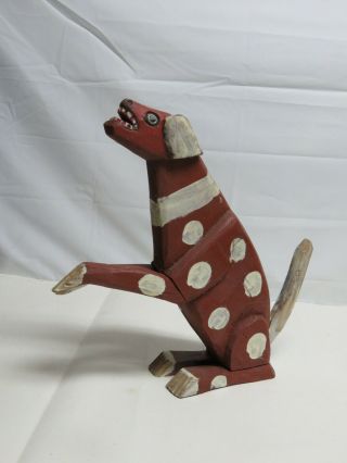 Vintage/antique " Standing On Hind Legs " Carved/painted Wooden Dog / 1 - 14b