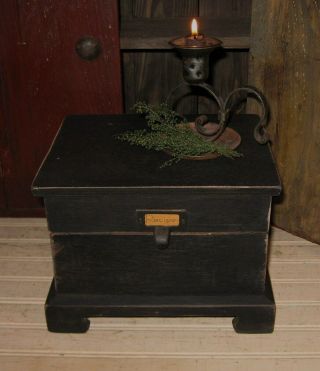 Primitive Wood Table Top Recipe Box/spice/mail/candle/desk Organizer Black