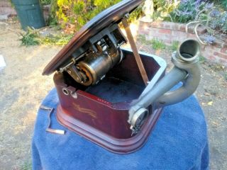 Rare Antique Columbia Type BD Graphophone Phonograph with Nickel Plate Horn 4