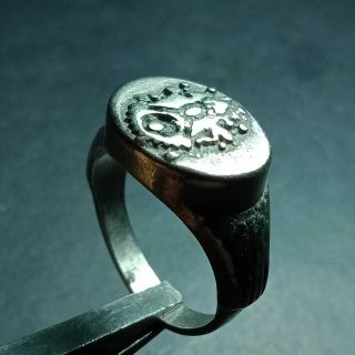 Ancient Roman Silvered Legionary Seal Ring 