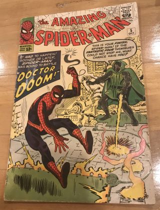 Rare 1963 Silver Age Spider - Man 5 Key 1st Doctor Doom Crossover Wow