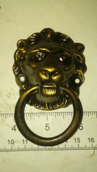8 Vintage Brass Lion Drawer Door Pulls Handles 3 - 1/2 x 2 - 1/4 x 1 OEM 3
