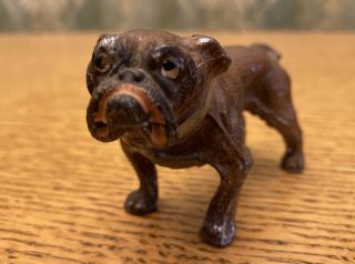 Antique English Bulldog Figurine Cast Iron Metal Dog Paperweight Germany Vintage