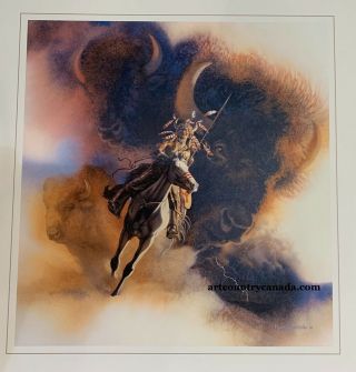 Bev Doolittle Runs With Thunder Wss Rare Art Print With Write Up Bison Buffalo