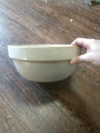 Antique Vintage Primitive Cream Stoneware Crock Mixing Bowl Country Farmhouse 2