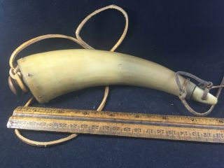 Antique Powder Horn Flask With Strap