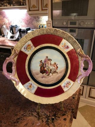 Fine Antique Very Large Royal Vienna Hand Painted Gold Gilt Porcelain Plate