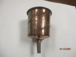 Vintage No.  0 Copper Funnel W/ Screen Coleman Lamp And Stove Wichita,  Kans.  Usa