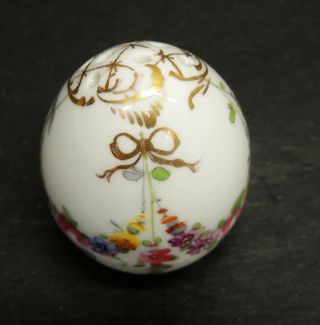Egg SUGAR SHAKER Antique DRESDEN Hand Painted Floral Porcelain China Muffineer 3