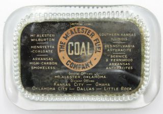 Antique Glass Advertising Paperweight Mcalester (oklahoma) Fuel Company Coal