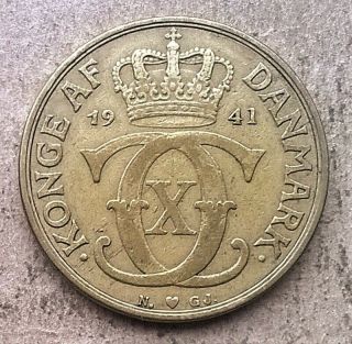 Denmark 2 Kroner 1941 Rare