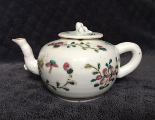 19th Century Antique Chinese Export Porcelain Famille Rose Peach Finial Teapot