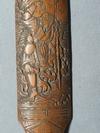 A LARGE 19TH / 20TH CENTURY CHINESE CARVED BAMBOO PAGE TURNER - WATERFALL 2