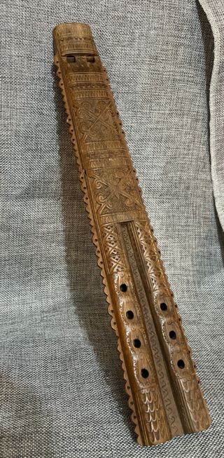 Vintage Croatian Yugoslavian Slavic Traditional Wooden Flute,  12 1/2 " Long Rare