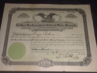 Rare 1906 The Rock Hill Consolidated Gold And Silver Mining Co.  Stock Colorado