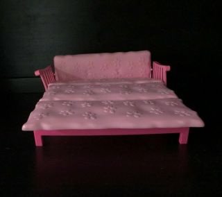 Vintage Barbie Doll House Furniture Accessory Pink Fold Out Sofa Couch Bed