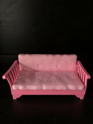 Vintage Barbie Doll House Furniture Accessory Pink Fold Out Sofa Couch Bed 2