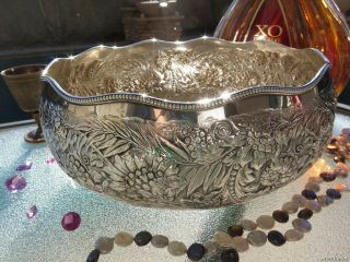 Antique Gorham 1890 Sterling Silver Bowl Dish Rare Marks Old Handmade Repousse
