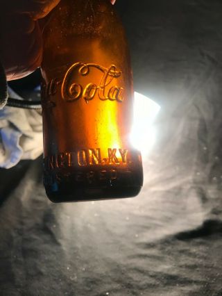 Rare Amber Coca Cola Straight Side Bottle Lexington Ky brown coke bottles Kentu 3