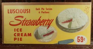Vtg Strawberry Ice Cream Pie Litho Poster Rare Advertising Brown Blodgett Usa