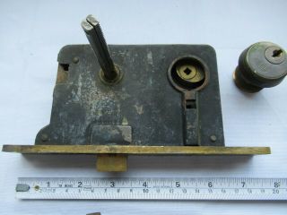 Antique Corbin Mortise Entry Door Lock Set - complete with thubb latch and keys 2