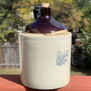 Vintage Western Stoneware Co.  1 Gallon Moonshine Jug Brown Top Illinois Crock