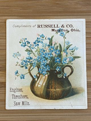 Antique Massillon Ohio Russell & Co Trade Card Engines Threshers Saw Mills