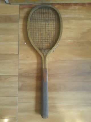Vintage Antique Pre 1920 Fairview Chicago Wedge Wood Tennis Racquet