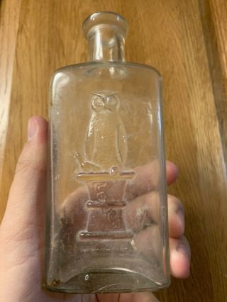 Antique Owl Drug Co.  Medicine Bottle,  Clear