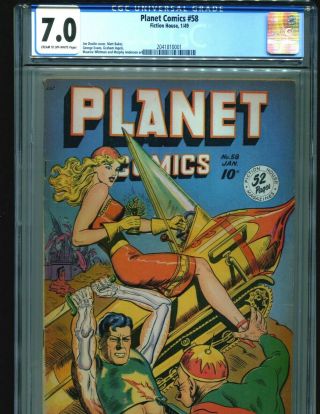 Planet Comics 58 Cgc 7.  0 C/ow Pages 1949 Fiction House Rare Classic Cover $850