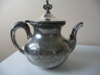 1898 Antique Vanbergh Sp Co Silver Plate Teapot Quadruple Plate