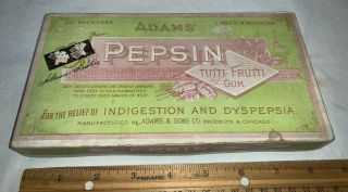 Antique Adams Pepsin Tutti Frutti Gum Display Box Chewing Candy Brooklyn Chicago