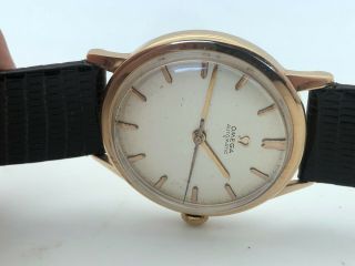 Rare 1960 Omega 591 Automatic 18k Solid Rose Gold Case 34.  5mm Dial Runs