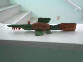 Fish Decoy Weird Snaggle - Tooth King Fishing Lure R Foster Folk Art Wood Carving