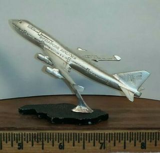 Vintage Singapore Airlines Sia Megatop Boeing 747 Pewter Plane With Stand - Rare