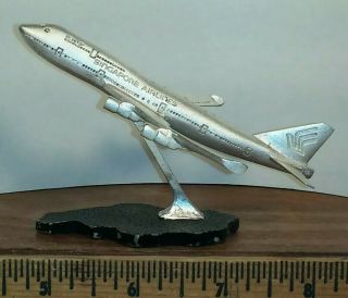 Vintage Singapore Airlines SIA MEGATOP Boeing 747 Pewter Plane with Stand - RARE 2