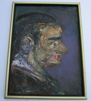 Rare Arthur Secunda Portrait Painting Expressionist Chunky Oil Modernism Vintage